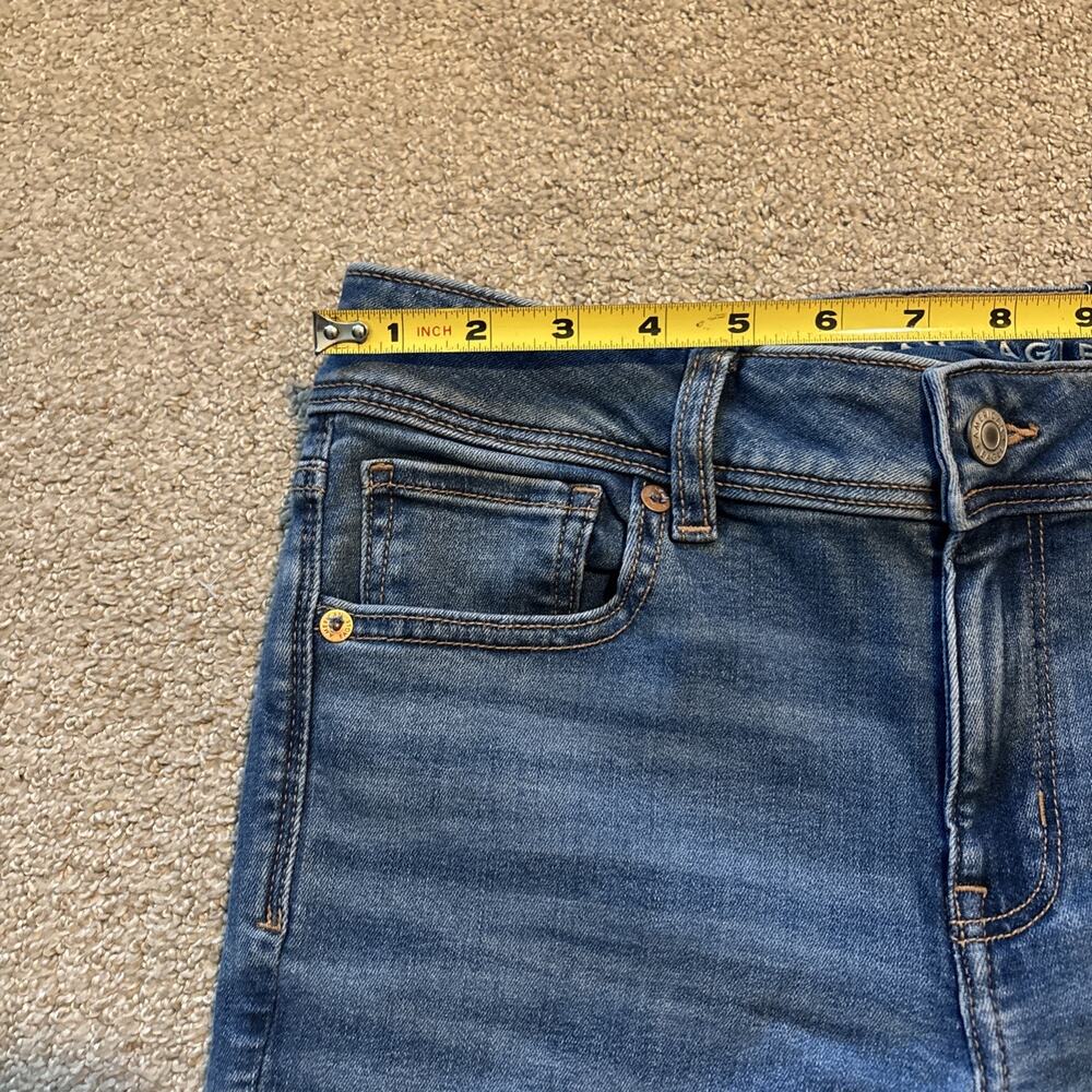 American Eagle Blue Kick Boot Low-Rise Next Level Stretch Jeans Sz 26 X-Long - Picture 6 of 10